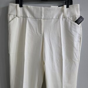 Alfani Ivory Dress Pants Womens Size 14 Tummy Control Straight Leg NWT